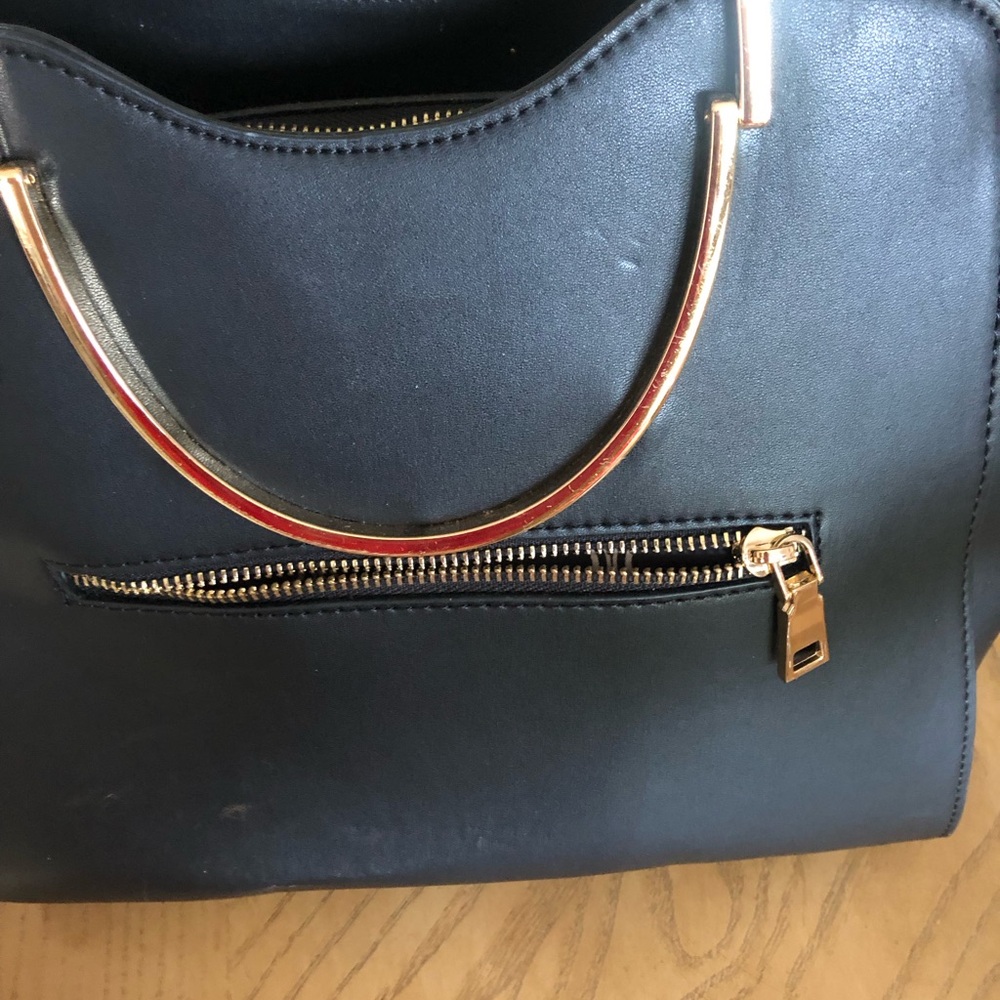 Miztique Black Handbag with Gold Logo Plate